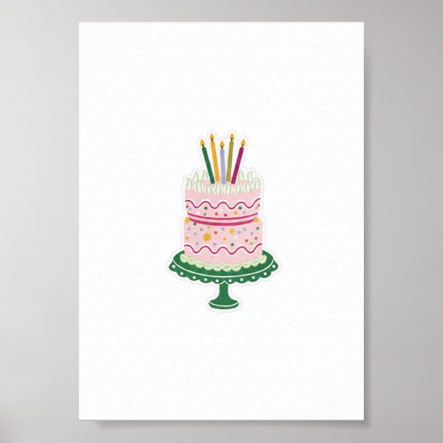 Póster Pegatina del pastel de cumpleaños (Frente)