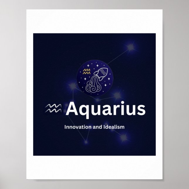 Póster Pegatina del Rótulo Aquarius Zodiac (Frente)