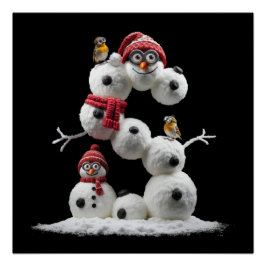 Póster Pegatina en miniatura de Snowman en forma de S