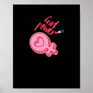 Póster Pegatina feminista chica Power Pink