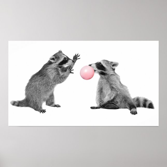 Póster Pegatinas de Mapaches Lindos Chicle Guardería Infa (Frente)