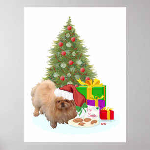 Póster Pekingese Navidad