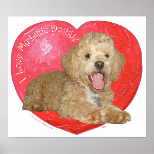 Póster Pekingese / Poodle Mix Día de San Valentín