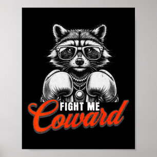 Póster Pelea Contra Mí Raccoon Coward En Guantes De Boxeo