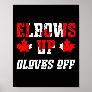 Póster Pelea de Hockey con Bandera Canadiense Codos Arrib