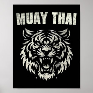 Póster Pelea Mma Muay Thai Tatuaje Rugido De Tigre Kickbo