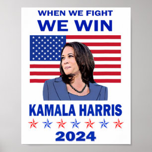 Póster Peleamos Ganamos - Kamala Harris 2024