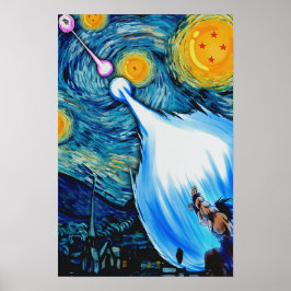 Póster Peleando en Starry Sky Oil Style Wall Art Poster