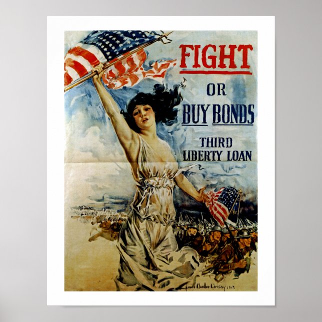 Póster Pelear o comprar bonos ~ Tercer préstamo de libert (Frente)