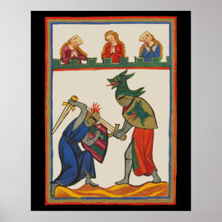 Póster Peleas De Caballeros En Un Torneo Del Siglo XIV