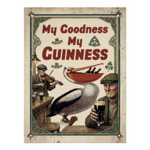 Póster Pelícano Premium "Mi Bondad Mi Guinness" Vintage
