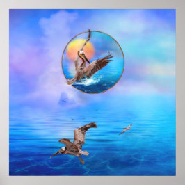 Póster Pelícanos Marrones PELICANOS BESADOS POR EL SOL IS