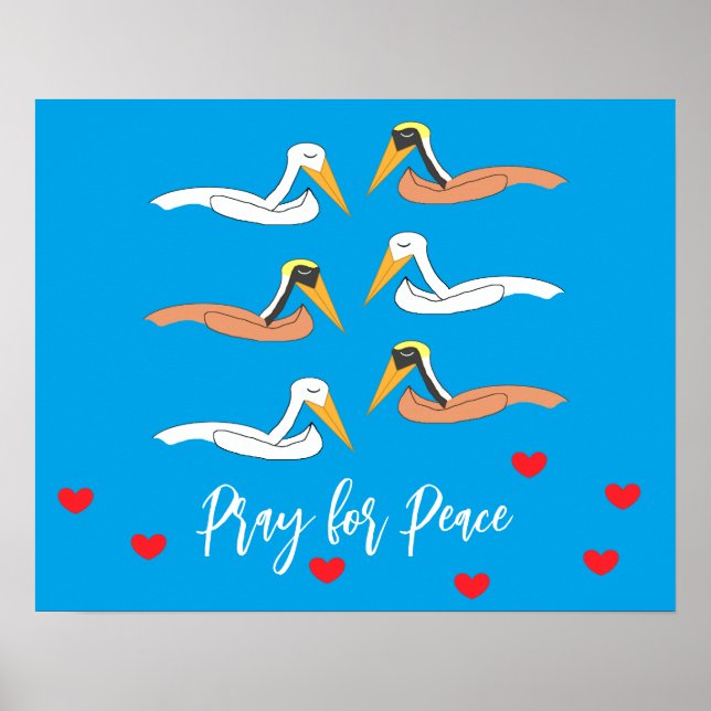 Póster Pelícanos rezando por la paz: (Frente)