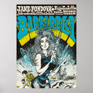 Póster Película checa Barbarella Vintage