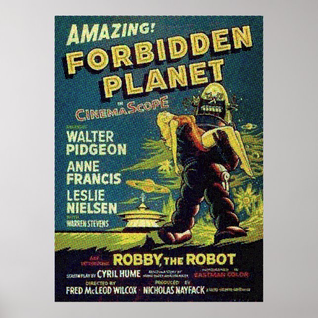 Póster Película cifi vintage Robot a planeta prohibido (Frente)