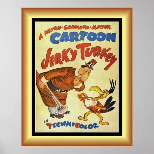 Póster Película personalizado, Turquía Jerky, oro y negro (Frente)