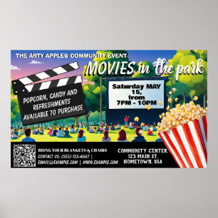 Póster Películas en el código qr de la bandera de Park