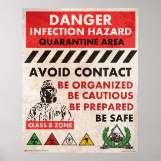 Póster ¡Peligro! Área de riesgo de infección