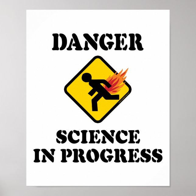 Póster Peligro Ciencia en Progreso - Humor de Fartos Flam (Frente)