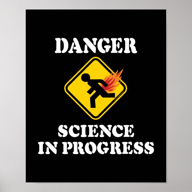 Póster Peligro Ciencia en Progreso - Humor de Fartos Flam (Frente)