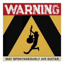 Póster ¡Peligro de Guitarra al Aire! Advertencia Humoríst