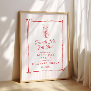 Póster Pellízcame Cumplo Un Año Langosta Rosa Vintage 1er