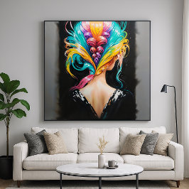 Póster Pelo arco iris - Estilo retrato hacia atrás