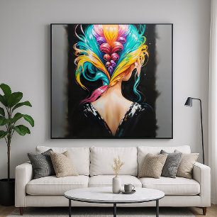 Póster Pelo arco iris - Estilo retrato hacia atrás