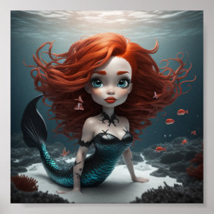 Póster pelo rojo de sirena