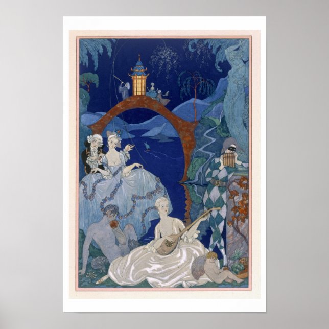 Póster Pelota bajo la luna azul, ilustracion para las fet (Frente)