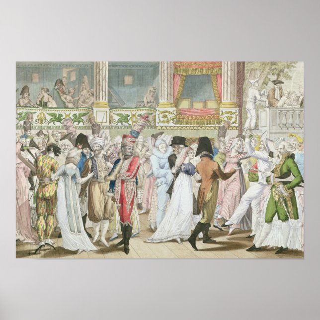 Póster Pelota de disfraces en la ópera, después de 1800 (Frente)
