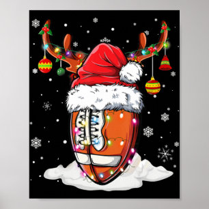 Póster Pelota de fútbol Navidades de renos de Santa Hat