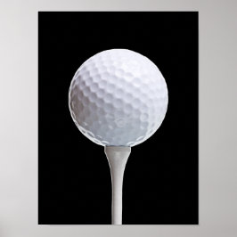 Póster Pelota de golf y té en negro - Plantilla personali