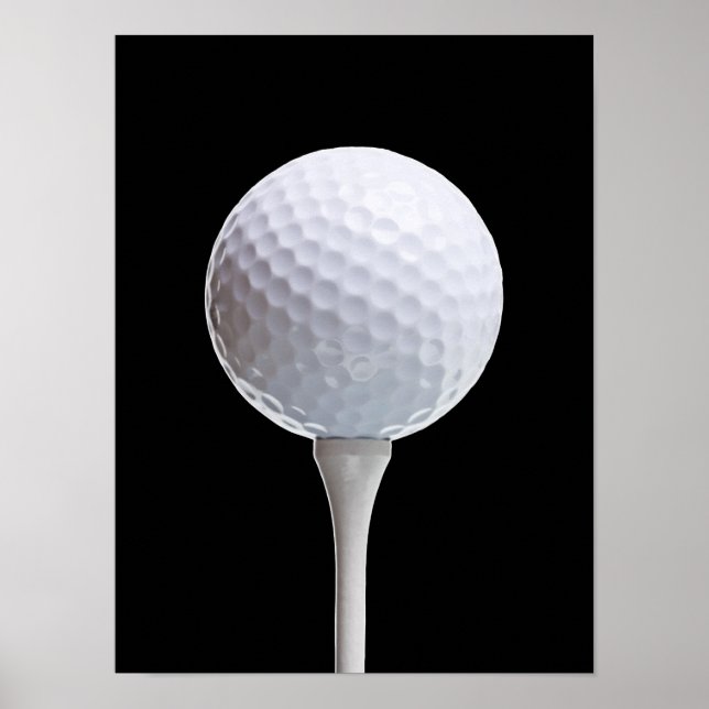 Póster Pelota de golf y té en negro - Plantilla personali (Frente)