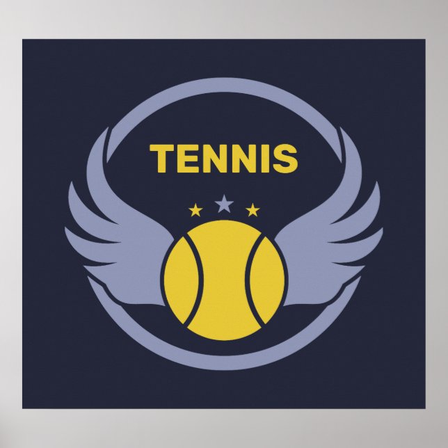 Póster Pelota de tenis de texto con alas (Frente)