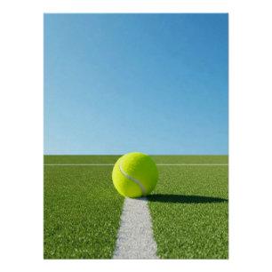 Póster Pelota de tenis en la línea de la cancha
