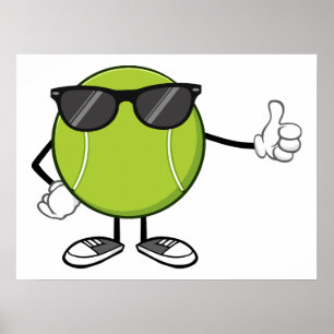 Póster Pelota de Tenis Sonriente con Gafas de Sol