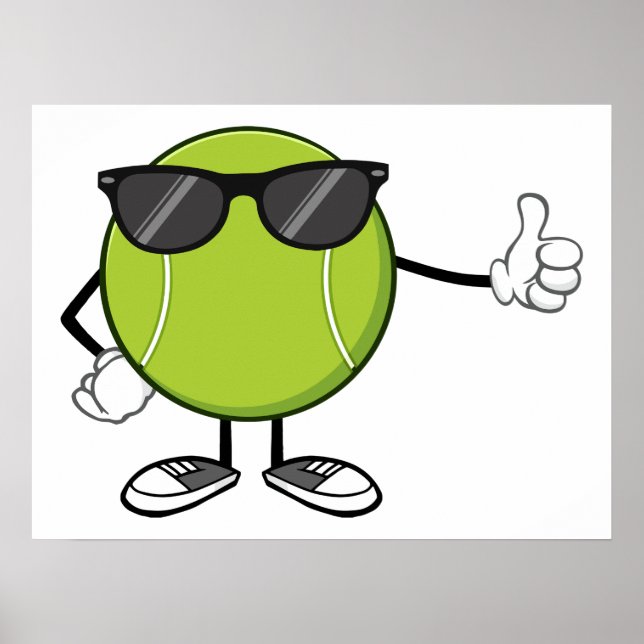 Póster Pelota de Tenis Sonriente con Gafas de Sol (Frente)