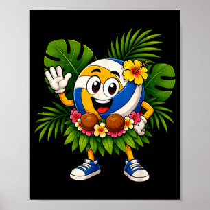 Póster pelota de voleibol hawaiana playa tropical verano