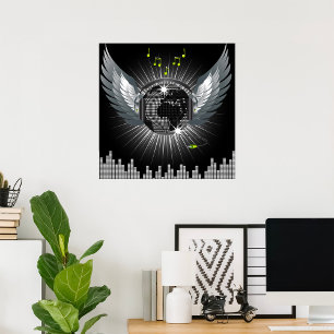Póster Pelota Disco Con Alas