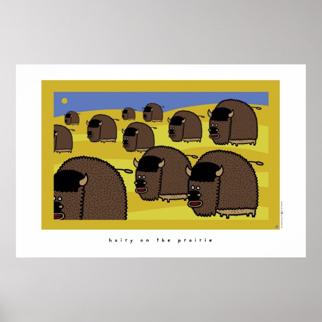 Póster peludo en la pradera (Frente)