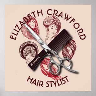 Póster Peluquería Estilista O Salón De Belleza Con Nombre