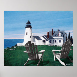 Póster Pemaquid Light y dos Sillas Giclee Print/Poster