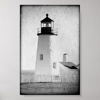 Póster Pemaquid Point Maine Lighthouse negro y blanco