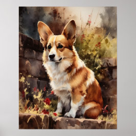 Póster Pembroke Welsh Corgi Dog Art Print Poster