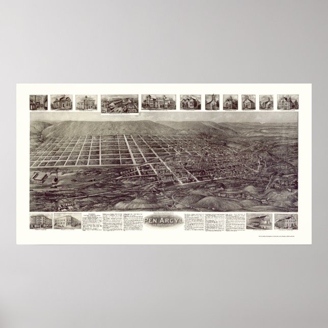 Póster Pen Argyl, mapa panorámico de la Autoridad Palesti (Frente)