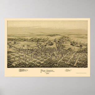 Póster Pen Argyl, PA Panoramic Map - 1894