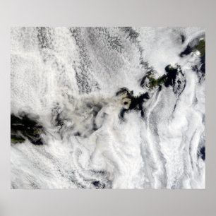 Póster Penacho del volcán de Okmok, islas Aleutian