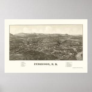Póster Penacook, mapa panorámico del NH - 1887