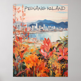 Póster Penang Malaysia Travel City Painting Aesthetic